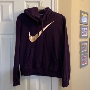 Gently Worn, Dark Purple, Nike Logo Hooded Sweatshirt - Size Medium